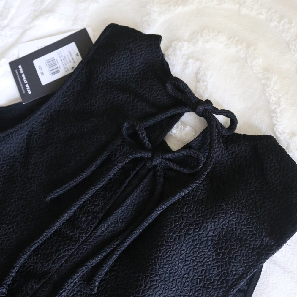 Who What Wear | Black Textured Peplum Tie Back Sleeveless Top Blouse NWT | M - Picture 11 of 11